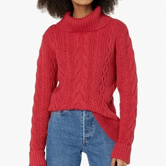 Lands End Cable Knit Turtleneck Sweater / Large - Picture 1 of 5